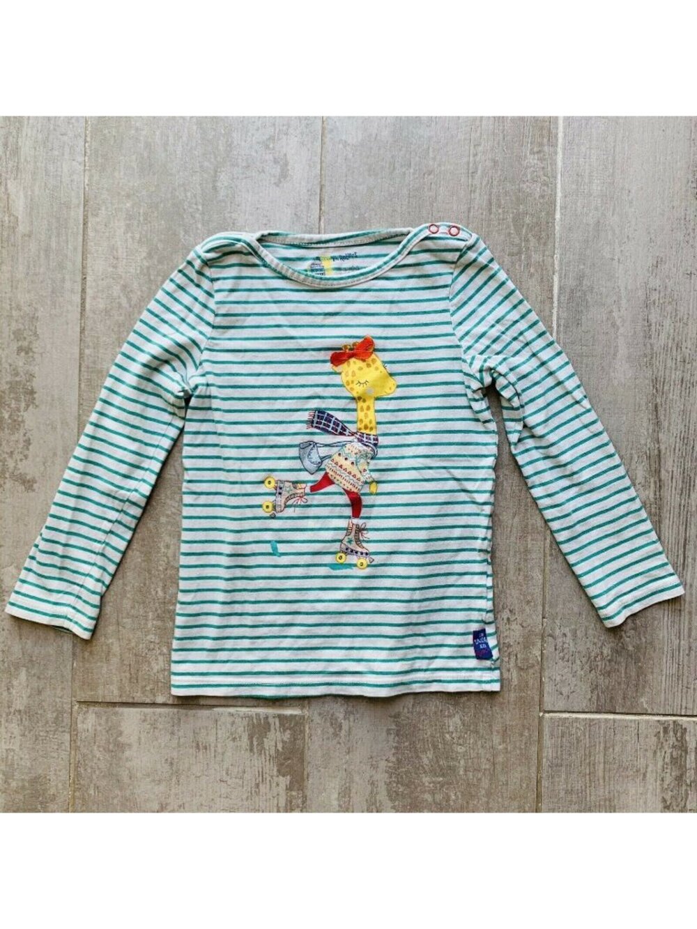 Sergent Major Toddler Girl Roller Skating Giraffe Graphic Tee French Designer 4T